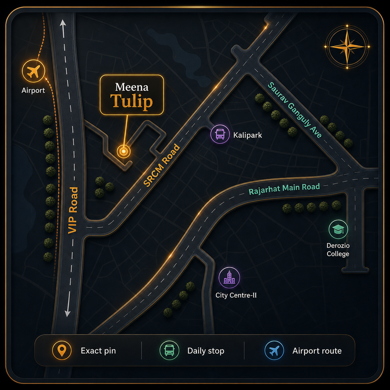 Stylized Meena Tulip location map for the Kalipark, Kaikhali and Rajarhat corridor